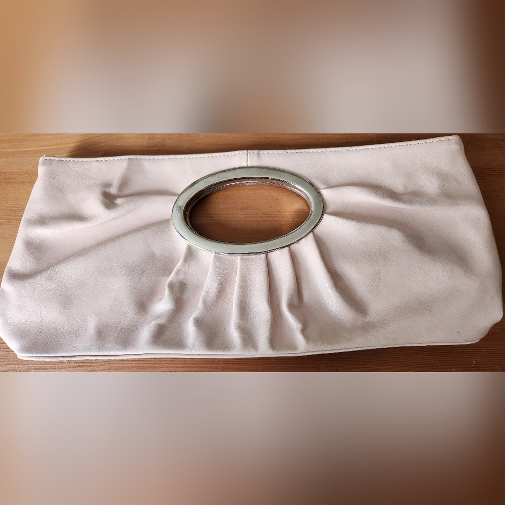 Elegant Light Pink Clutch with Silver Accent